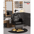 thumbnail image 1 of Baasha Professional Barber Chair, Black and Gold Reclining Salon Chair with Comfortable Seat Cushion, All-Purpose Hair Chair with Removable Headrest, Weight Capacity 440 lbs, 1 of 9