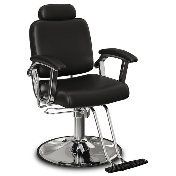 Baasha Reclining Salon Chair with Removable Headrest, All-Purpose Hydraulic Barber Chair, Soft PU Leather, 360° Swivel, 135° Recline, Heavy-Duty Steel Frame, 330 lbs Capacity, Silver