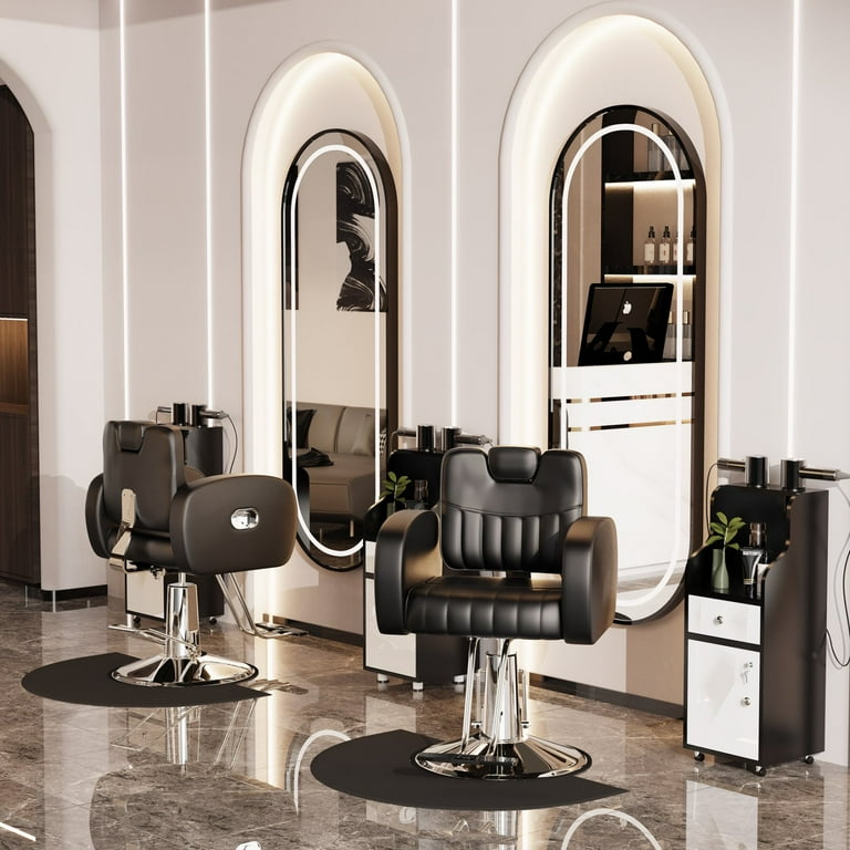 Baasha Ergonomic Black and Gold Salon Chair with Comfortable