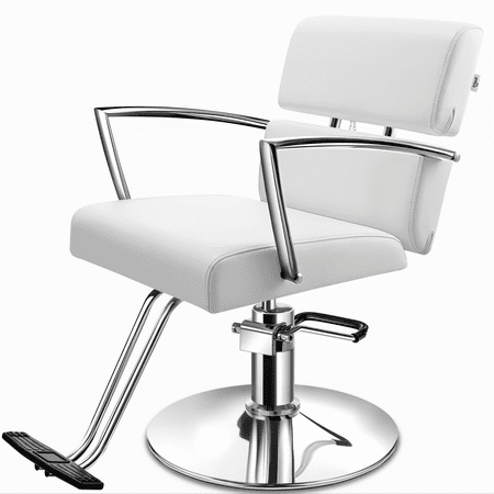 Baasha Salon Chair Beauty Barber Chair with Vented a Design, White Styling Chair for Salon, Stain Resistant Leather Beauty Spa Equipment Salon Chair for Hair Stylist Women Man