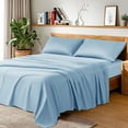 thumbnail image 1 of Baauye 100% Cotton Sheet Set, 1000 Thread Count Durable 4-Piece Bed Sheets with 16" Deep Pocket, Queen, Lake Blue, 1 of 8