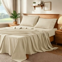 Baauye 100% Linen Bed Sheets Queen Size, 4-Piece Cotton Sheets with 16" Deep Pocket, Linen