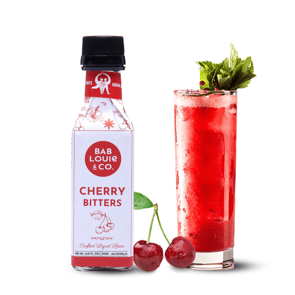 Bab Louie & Co. Cherry for Cocktails, India's First Non-Alcoholic Handcrafted Bitters, 100% Natural Made with Real Fruits, Herbs & Spices, Tart Bitter Taste Notes, Cosmopolitan, Margarita