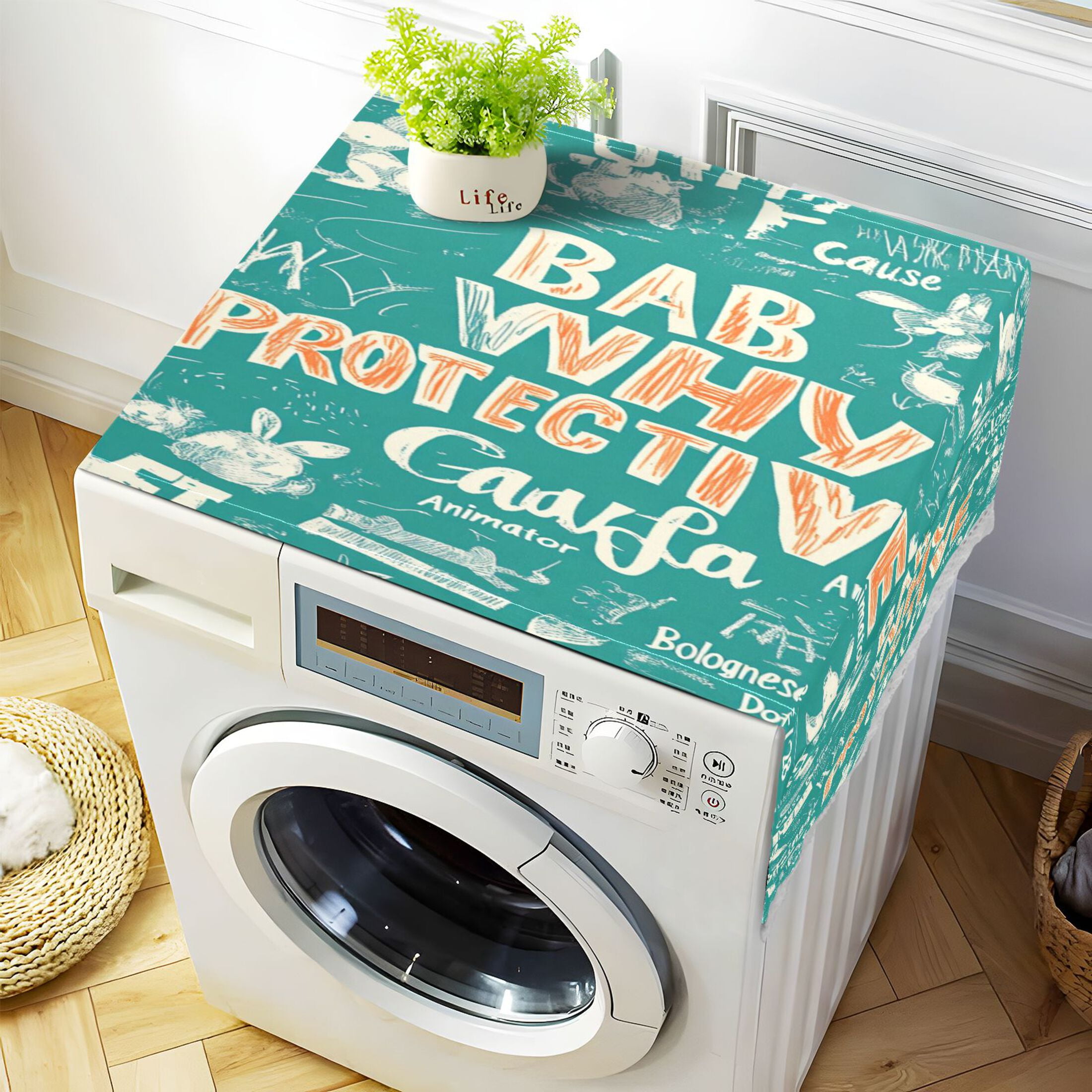 Bab Why ProtectiveWasher and Dryer Covers Dust-Proof and Oil Resistant Fridge Cover with 4 Storage Pockets Washing Machine Top Cover for Laundry Kitchen Home 51.2 x 22 In