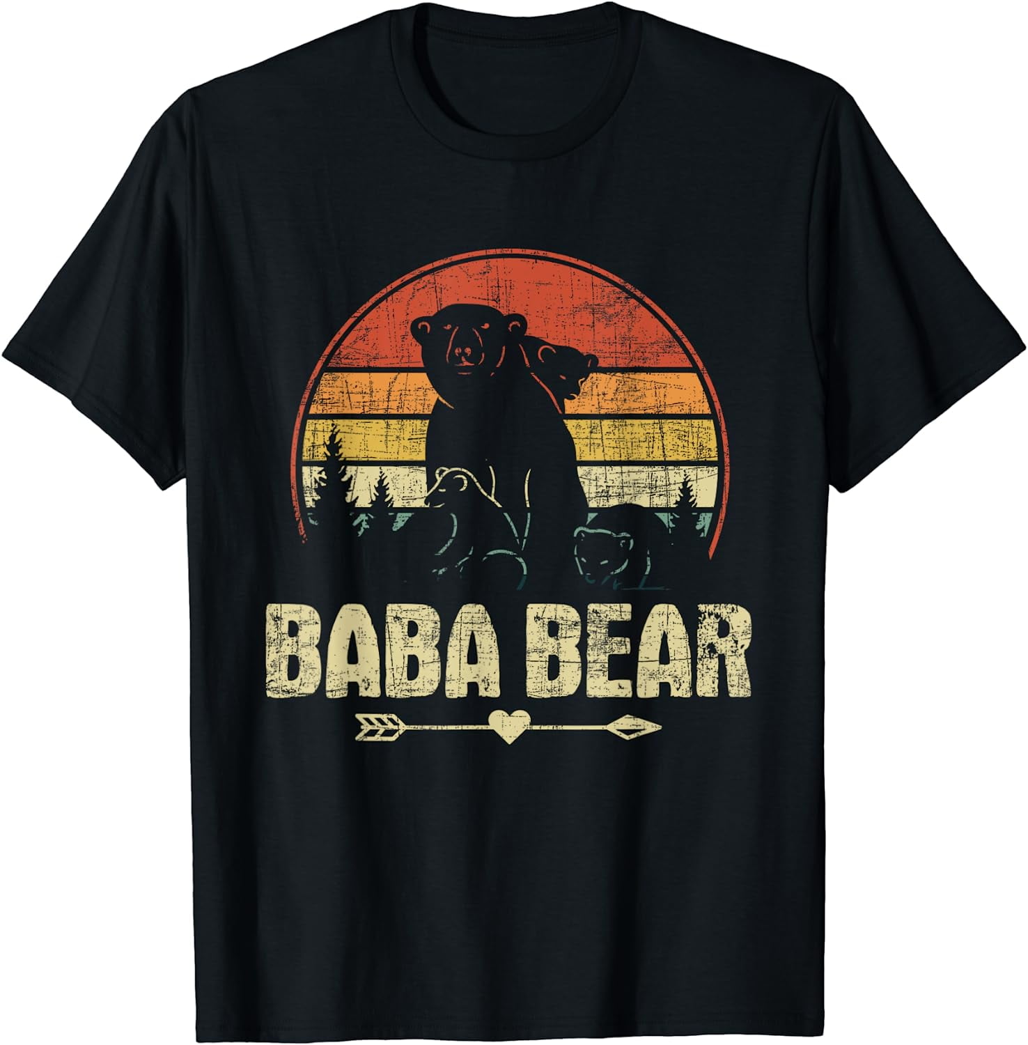 Baba Bear Retro Vintage Wildlife Grandfather Grandpa Dad T-Shirt