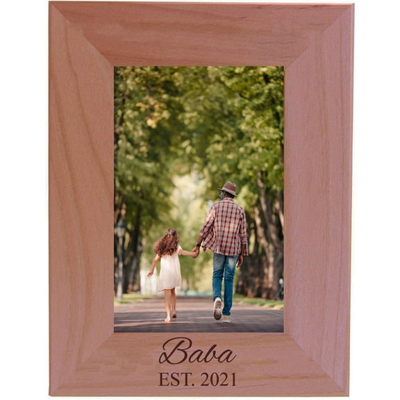 Baba Established Est. 2021 Engraved Alder Wood Picture Frame