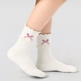 thumbnail image 1 of Babaley Kids Socks Girls Bow Decor Ruffled Edge Crew Socks Soft Comfortable Casual Daily Stylish Socks, 1 of 4