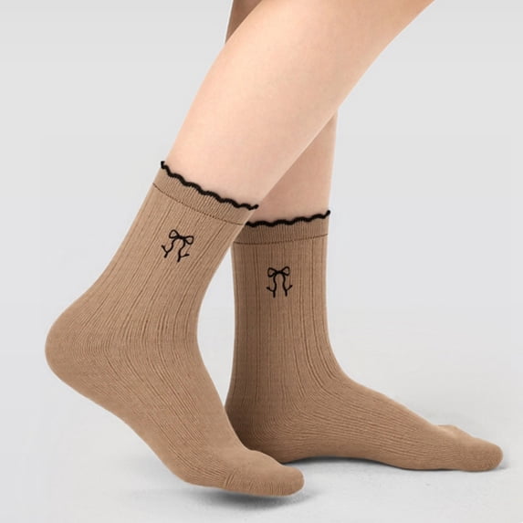 Babaley Kids Socks Girls Bow Print Soft Comfortable Breathable Stretchy Mid Calf Socks Daily Casual Summer Socks