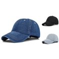 thumbnail image 1 of Babaley Unisex Baseball Cap Denim Retro Washed Distressed Solid Color Casual Versatile Headwear, 1 of 2