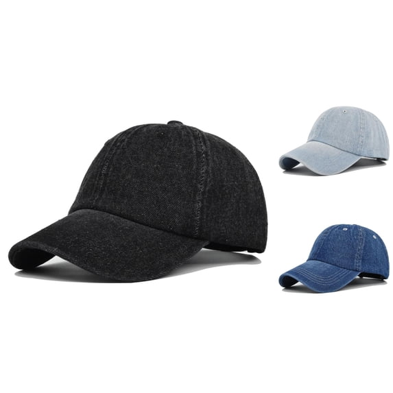 Babaley Unisex Baseball Cap Denim Retro Washed Distressed Solid Color Casual Versatile Headwear