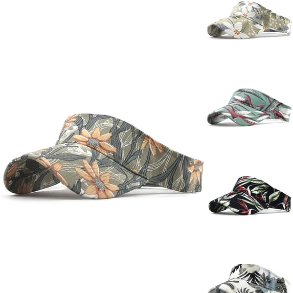 Babaley Unisex Hats Sun Hat Washed Adjustable Hat Printed Pattern Outdoor Leisure Sun Visor Cap