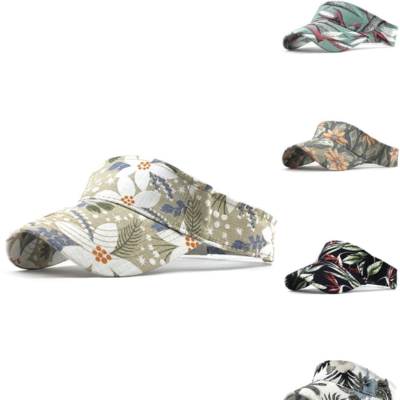 Babaley Unisex Hats Sun Hat Washed Adjustable Hat Printed Pattern Outdoor Leisure Sun Visor Cap