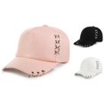 thumbnail image 1 of Babaley Unisex Solid Color Baseball Cap With Cross Metal Ring Stylish Trendy Casual Sun Hat Headwear, 1 of 2