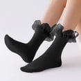 thumbnail image 1 of Babaley Women's Socks Elegant Lace Ruffle Crew Socks Comfortable Stretchy Mid Calf Trendy Hosiery, 1 of 4
