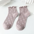 thumbnail image 1 of Babaley Women's Socks Ruffled Cute Heart Pattern Ankle Socks Casual Summer Lightweight Comfortable Socks, 1 of 3