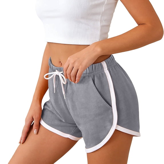 Babaley Womens Athletic Shorts Elastic Drawstring Waist Contrast Lounge Shorts Loose Comfy Daily Yoga Workout Gym Bottoms