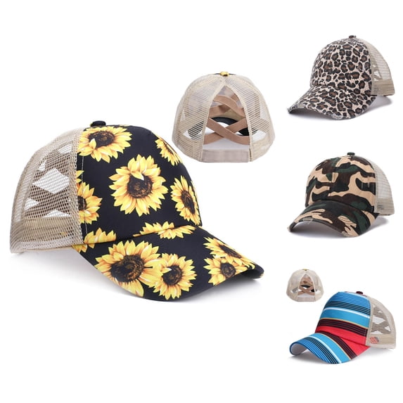 Babaley Womens Baseball Cap Mesh Ponytail Hat High Messy Bun Ponycap Hats Sun Protection Cap