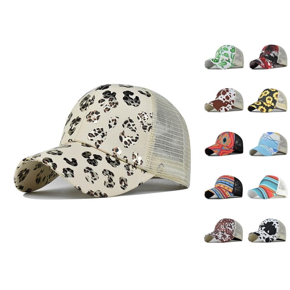 Babaley Womens Baseball Cap Random Graphic Ponytail Hats Quick Drying Casual Trendy Mesh Sun Hat