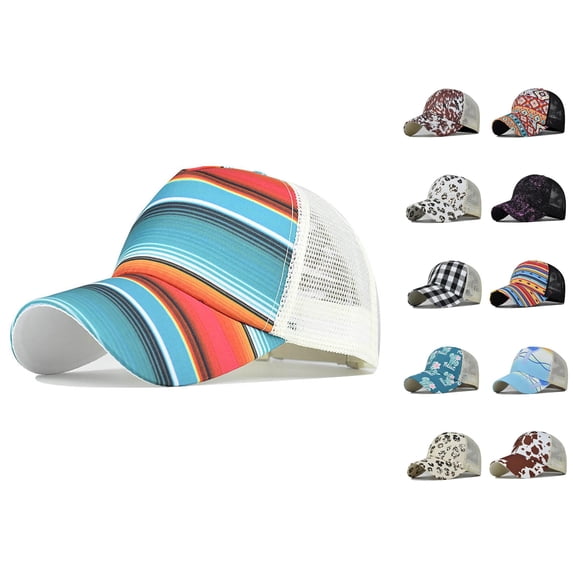 Babaley Womens Baseball Cap Random Graphic Ponytail Hats Quick Drying Casual Trendy Mesh Sun Hat