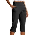 thumbnail image 1 of Babaley Womens Capri Pants High Waisted Stretch Side Slit Cropped Trousers Dressy Stylish Casual Office Business Work Pants, 1 of 6