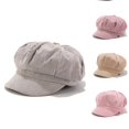 thumbnail image 1 of Babaley Womens Hats Beret Cap Winter Solid Color Corduroy Warm Hat Vintage Octagonal Beret Headwear, 1 of 2
