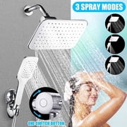 YEERSWAG  10 Rain Shower Head Combo with Handheld Spray,3 Spray Modes High Pressure Dual Shower System,Self-Cleaning Nozzles with 5FT Hose,Adjustable Suction Cup Bracket,3 Way Diverter for Bathroom
