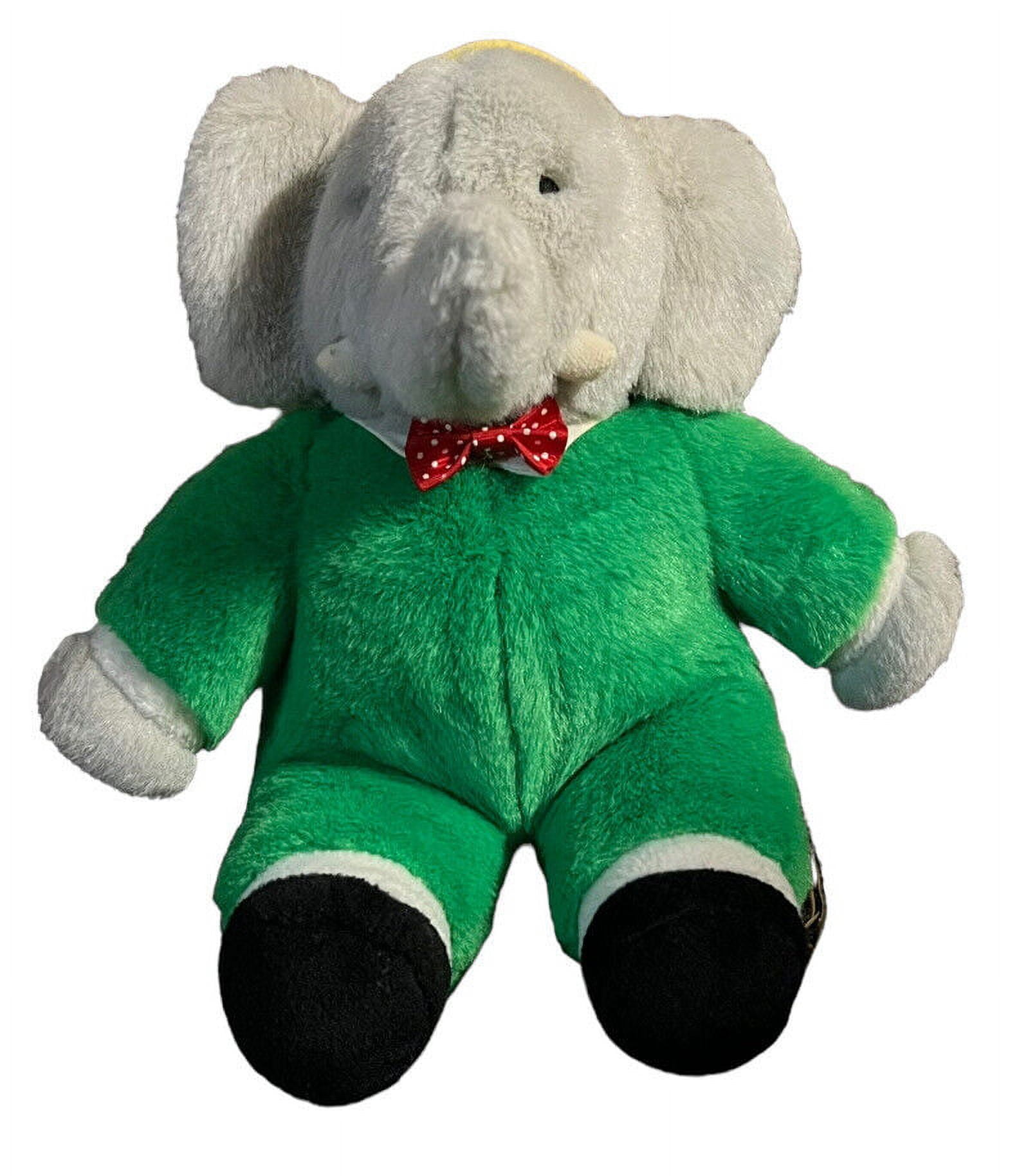 Babar Plush Elephant Stuffed Red Polka Dot Bow No Jacket 9” Gund