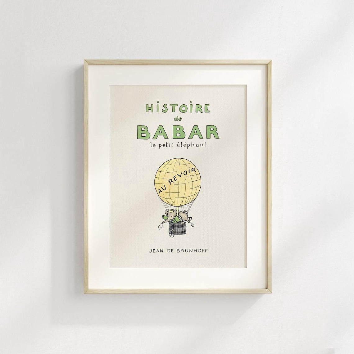Babar The Elephant Hot Air Balloon Wall Art Print, Retro Nursery Decor ...
