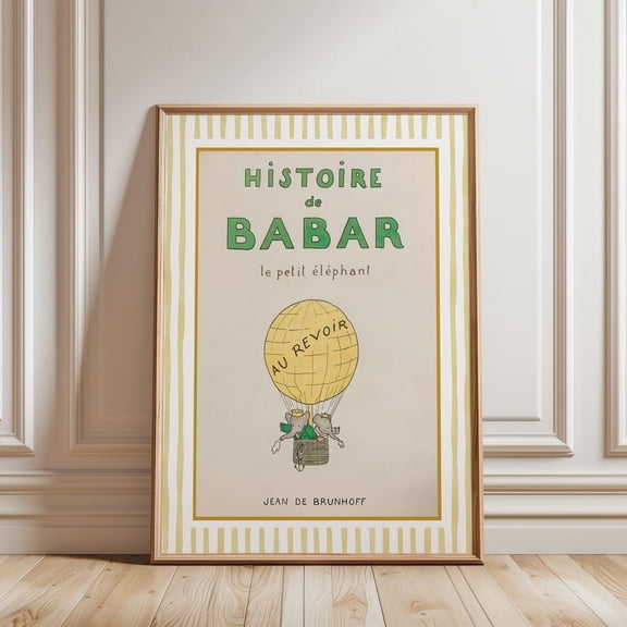 Babar The Elephant Nursery Wall Print, Unframed Paper Poster 8x10in