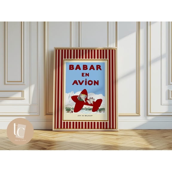 Babar the Elephant Wall Art - Classic Storybook Nursery Decor - 8x12 UNFRAMED