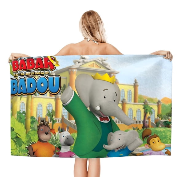 Babar-theme Gifts Quick-dry Beach Towel for Women Girl Birthday Inspired Fan Bath Outdoor Music Lover30.7 x 59 in78 X 150 CM