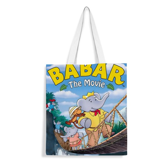 Babar-theme canvas Tote Bag for Women Aesthetic Shopping Grocery Reusable Bags with Inner Zipper Women Gift 13.8 x 15.8 inches35x40cm
