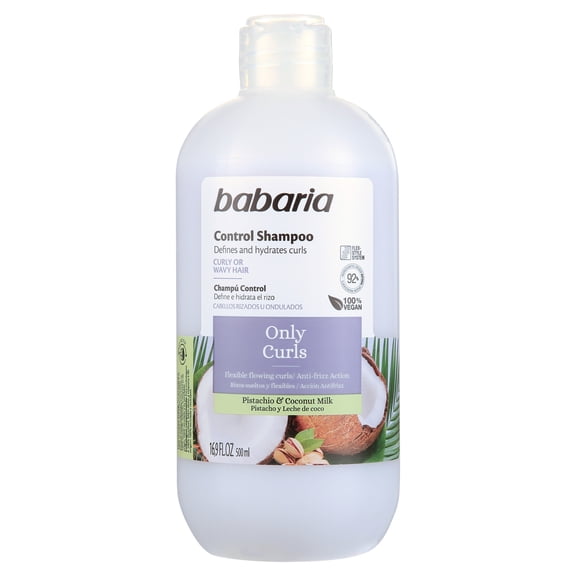 Babaria Curls Control Shampoo with Anti-Frizz Control for Curly and Wavy Hair 16.9 fl oz.