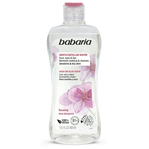Babaria Micellar Cleansing Water with Hydrating Effect  13.5 fl oz   Cleanse and Soften in One Step