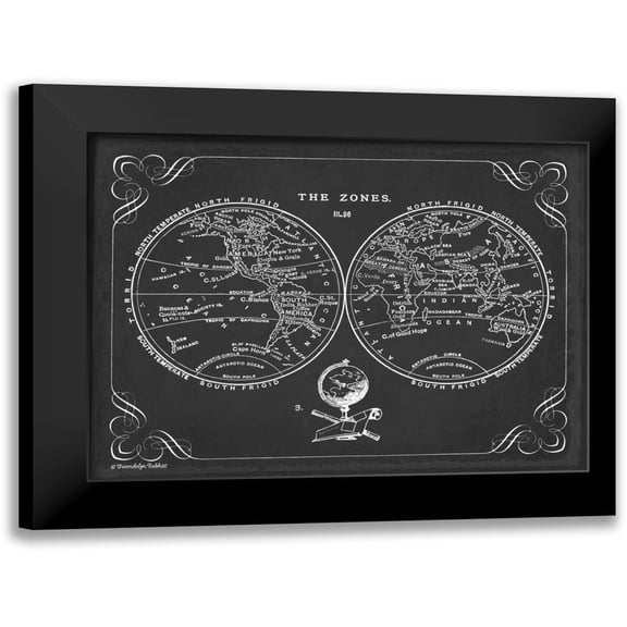Babbit, Gwendolyn 14x12 Black Modern Framed Museum Art Print Titled - Zone World Map III