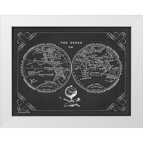 Babbit, Gwendolyn 18x15 White Modern Wood Framed Museum Art Print Titled - Zone World Map III