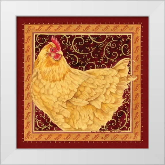 Babbitt, Gwendolyn 12x12 White Modern Wood Framed Museum Art Print Titled - Country Hen I