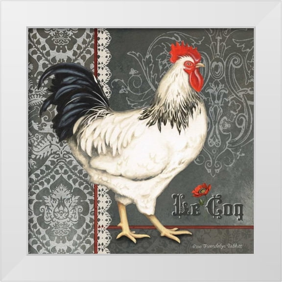 Babbitt, Gwendolyn 12x12 White Modern Wood Framed Museum Art Print Titled - French Rooster I