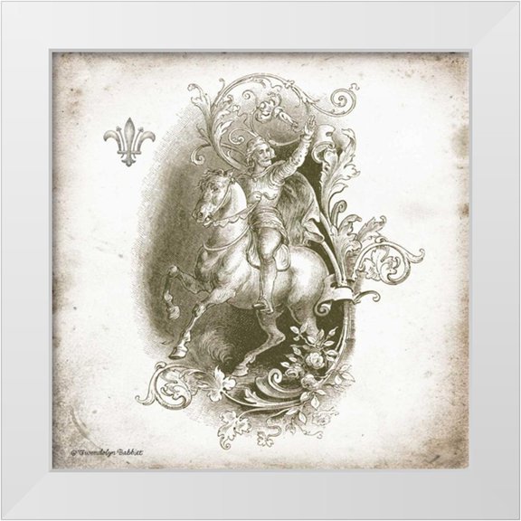 Babbitt, Gwendolyn 12x12 White Modern Wood Framed Museum Art Print Titled - Horse and Man