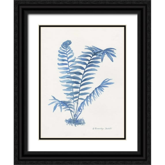 Babbitt, Gwendolyn 12x14 Black Ornate Wood Framed with Double Matting Museum Art Print Titled - Indigo Fern III