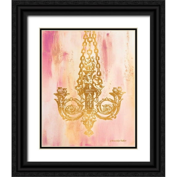 Babbitt, Gwendolyn 12x14 Black Ornate Wood Framed with Double Matting Museum Art Print Titled - Pink and Gold II