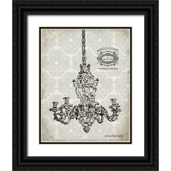 Babbitt, Gwendolyn 12x14 Black Ornate Wood Framed with Double Matting Museum Art Print Titled - Vintage Chandelier II