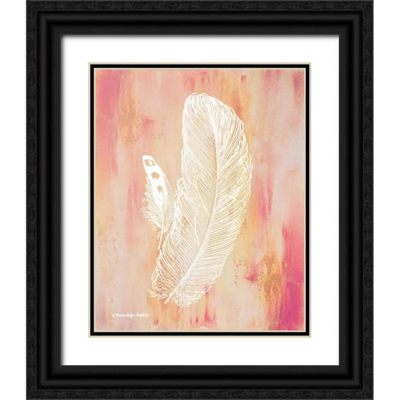 Babbitt, Gwendolyn 12x14 Black Ornate Wood Framed with Double Matting Museum Art Print Titled - Whimsical Feathers I