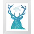 thumbnail image 1 of Babbitt, Gwendolyn 12x14 White Modern Wood Framed Museum Art Print Titled - Indigo and Teal Deer I, 1 of 4