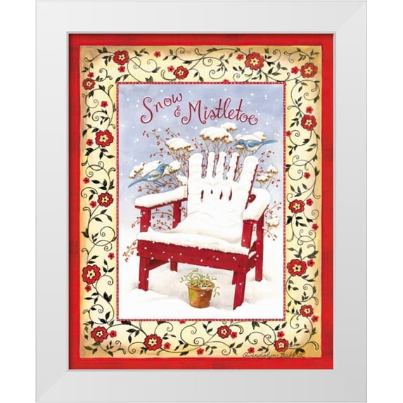 Babbitt, Gwendolyn 12x14 White Modern Wood Framed Museum Art Print Titled - Snow and Mistletoe