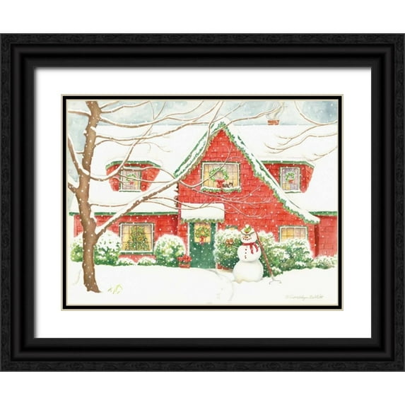 Babbitt, Gwendolyn 14x12 Black Ornate Wood Framed with Double Matting Museum Art Print Titled - Home for Christmas