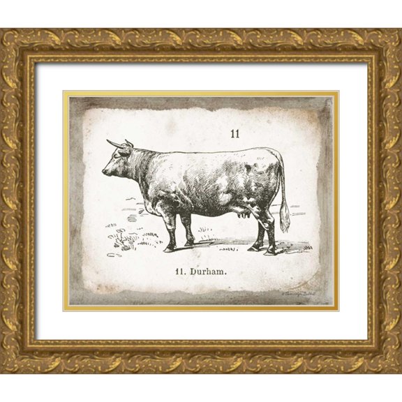 Babbitt, Gwendolyn 14x12 Gold Ornate Wood Framed with Double Matting Museum Art Print Titled - French Cow II
