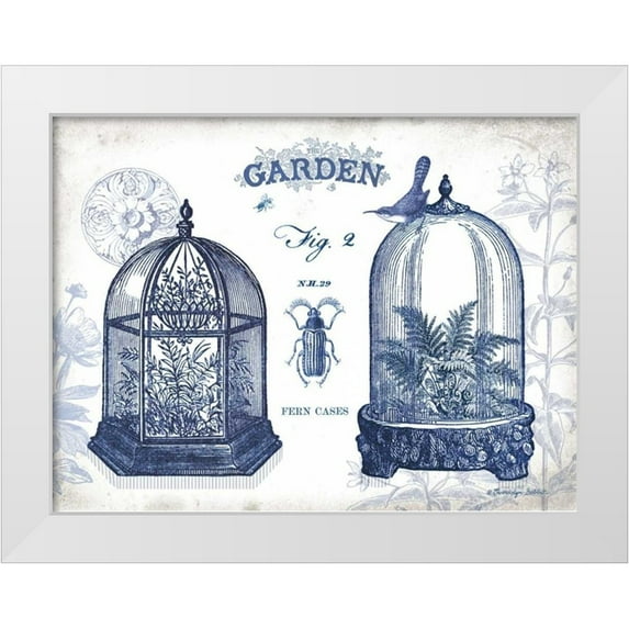 Babbitt, Gwendolyn 14x12 White Modern Wood Framed Museum Art Print Titled - Garden Cloches Indigo