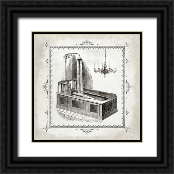 Babbitt, Gwendolyn 15x15 Black Ornate Wood Framed with Double Matting Museum Art Print Titled - Tub and Chandelier III