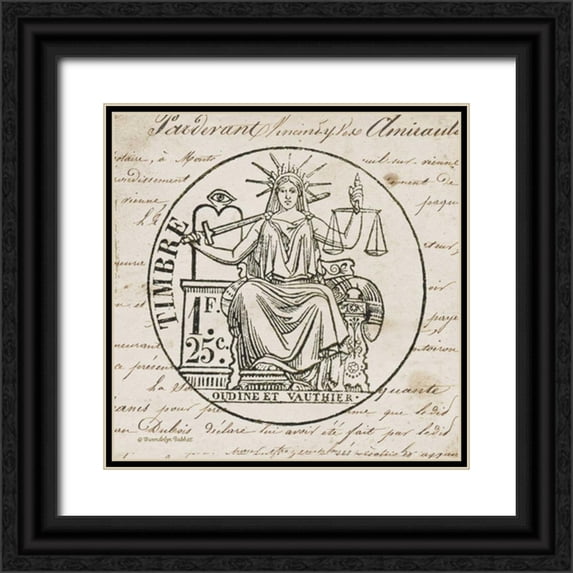 Babbitt, Gwendolyn 20x20 Black Ornate Wood Framed with Double Matting Museum Art Print Titled - French Stamp II